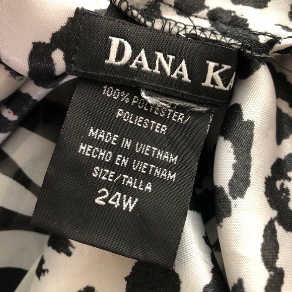 Dana Kay Blouse Animal Print Zebra Leopard Black White 24W - Picture 8 of 8